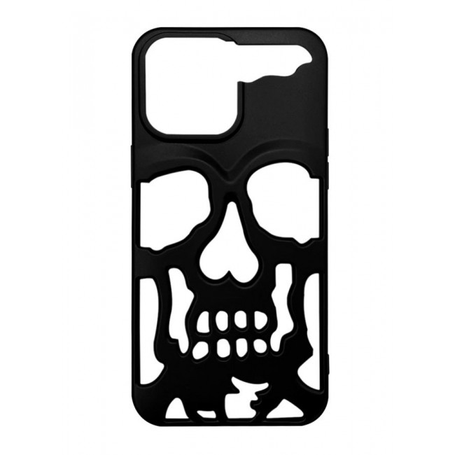 CATANES iPhone 14 Pro Max Case 3D Hollow Skull Breathable Phone Case Luxury Plating Colorful Matte Shockproof Cover Ultra Thin Full Surround Anti-Fall Case Black