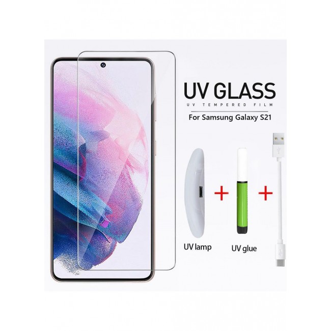 CATANES Samsung Galaxy S21 UV Screen Protector 6D Tempered Glass 9H Adhesive Nano Liquid UV Glue Full Coverage Clear