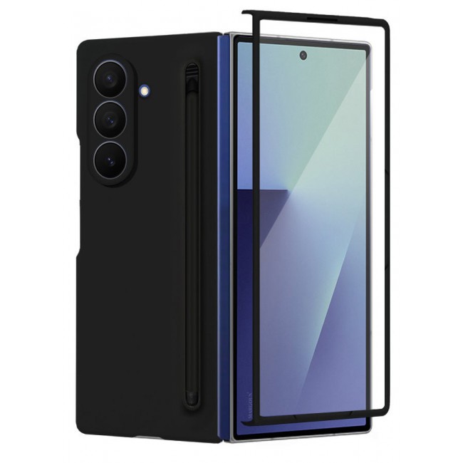 CATANES Case Cover and S Pen for Samsung Galaxy Z Fold 7, Slim Case with Built-in Compact S Pen, Holder and Storage Slot for Pen - Black