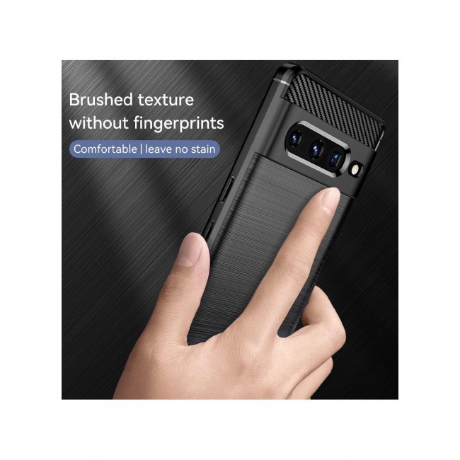 CATANES Google Pixel 7 Pro Case Slim Soft TPU Brushed Carbon Fiber Anti-Fingerprint Shockproof Cover Black