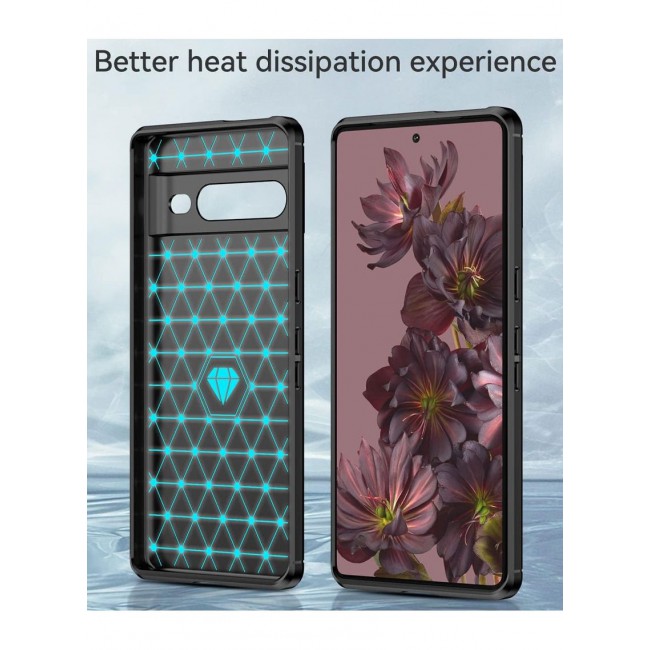 CATANES Google Pixel 7 Pro Case Slim Soft TPU Brushed Carbon Fiber Anti-Fingerprint Shockproof Cover Black