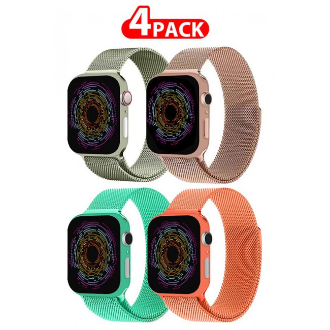 CATANES 4 Pack Stainless Steel Milanese Loop Compatible with Apple Watch Band 38mm 40mm 41mm men and women Mesh Loop Magnetic Clasp Replacement for iWatch Bands Series 7 SE 6 5 4 3 2 1