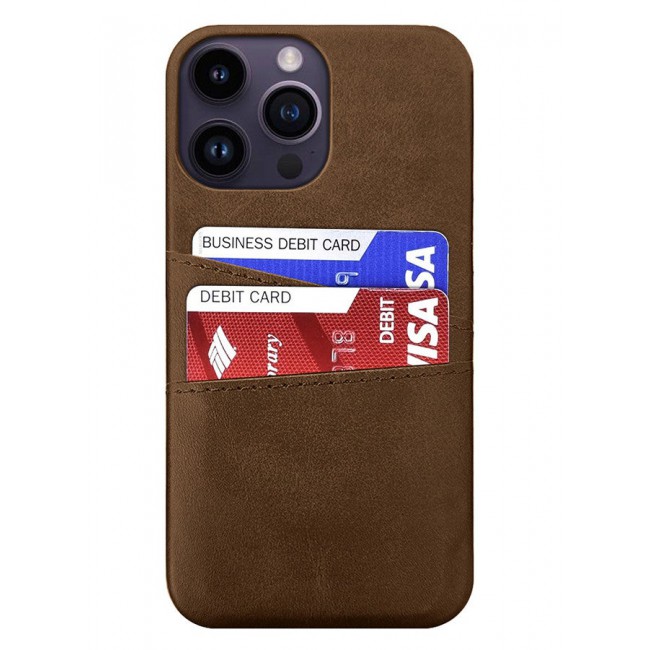 CATANES iPhone 14 Pro Max 2Packs Case Cover Leather with Card Holder for Men Women Phone Case with 3D Screen Protector - Brown