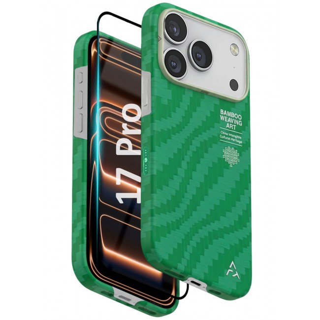 AIRITY Bamboo Fiber Protective Case for iPhone 17/18 Pro Ultra Durable, Lightweight & Premium Design with Screen Protector Green