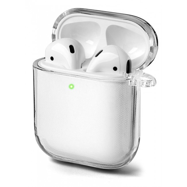 CATANES Shockproof Case For Apple AirPods 1/2 Crystal Clear Shockproof Case Transparent Ultra Slim Cover with Keychain Carabiner