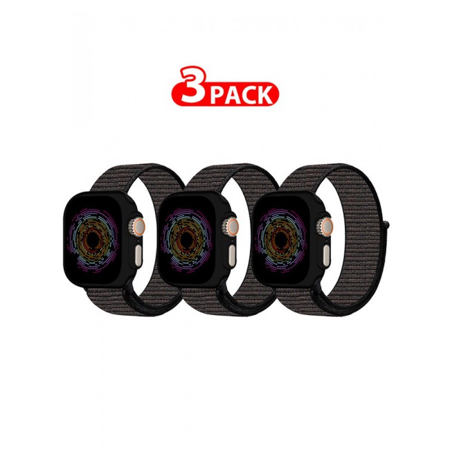 CATANES 3 Pack Nylon Sport Loop Band Compatible with Apple Watch Bands 42mm 44mm 45mm 49mm Women Men Braided Elastic Wristbands Replacement Band for iWatch Series Ultra 2/Ultra/9/8/7/6/5/4/3/2/1/SE