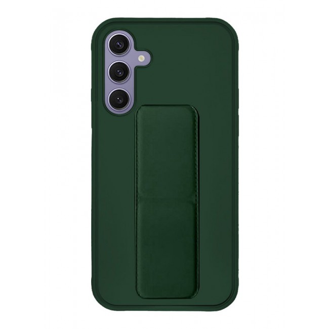 CATANES Samsung Galaxy S24 Plus Case Magnetic Stand and Holder Premium Silicone Vertical and Horizontal Hand Strap Grip Multi Stand Car Mount Kickstand Case Finger Strap Cover Green