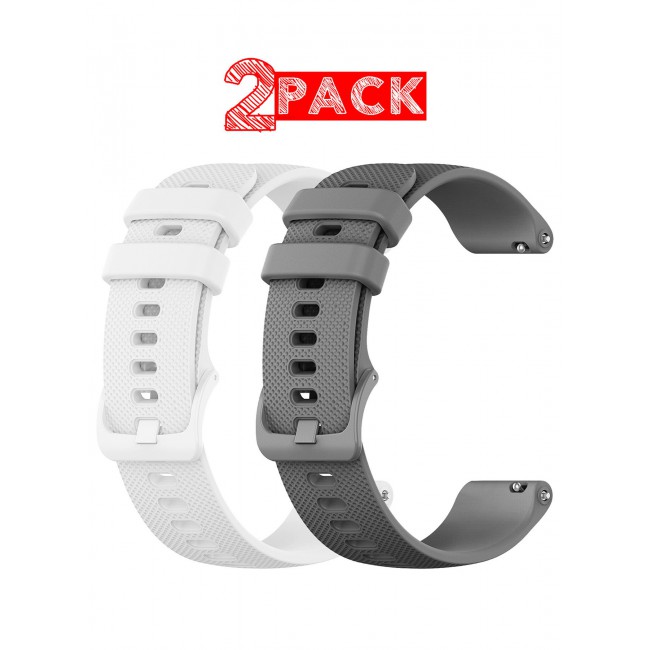 CATANES 2Packs 20mm Silicone Band for Samsung Galaxy Watch 7 6 5 4 FE Band 40mm 44mm/Galaxy Watch 6 4 Classic Band 47mm 46mm 43mm 42mm / 20mm Silicone Sport Strap Bracelet Wristband / White Grey