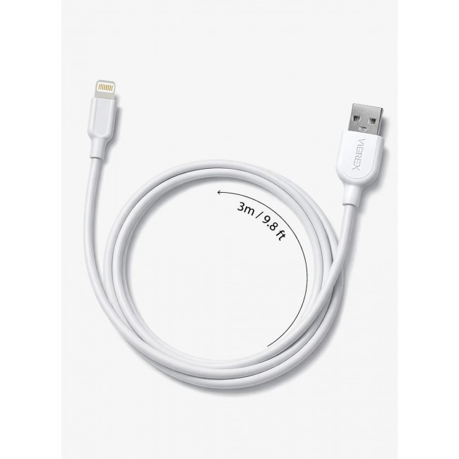 Vierex VC-3 Fast Charging Lightning Cable 2.4A USB Charging & Data Cable 480Mbps Compatible with iPhone, 3m