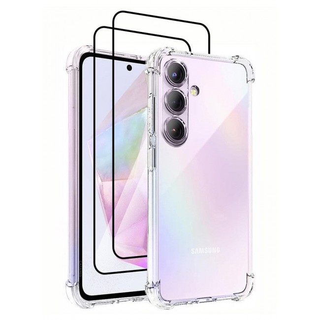 CATANES (for Samsung Galaxy A35 5G) 3 Pack Clear Case and 2 Screen Protectors Ultra Slim Thin Flexible Scratch Resistant Transparent TPU Shockproof Case