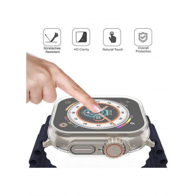 CATANES Apple Watch Ultra 49mm Case Clear Soft Flexible TPU Full Screen Coverage Protective Transparent Bumper Cover