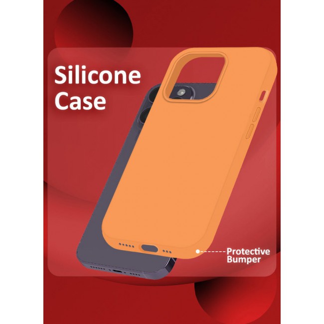 CATANES iPhone 14 Pro Max Case Silicone Case Full Body Protective Cover Shockproof Slim Phone Case Anti-Scratch Soft Microfiber Lining Orange