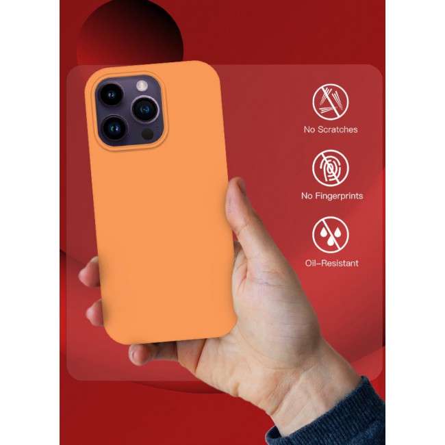 CATANES iPhone 14 Pro Max Case Silicone Case Full Body Protective Cover Shockproof Slim Phone Case Anti-Scratch Soft Microfiber Lining Orange