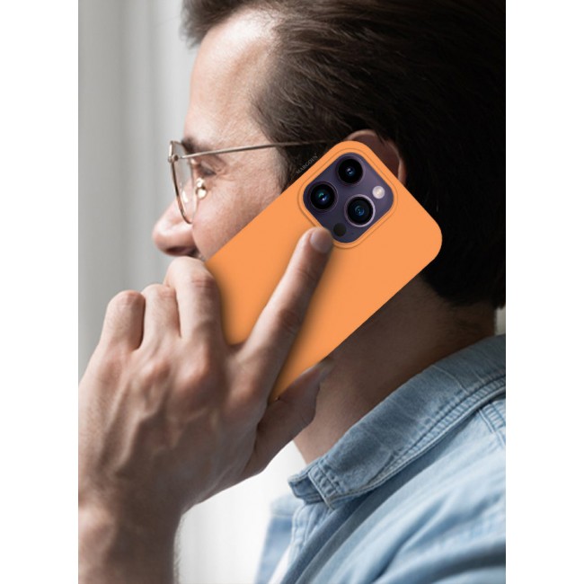 CATANES iPhone 14 Pro Max Case Silicone Case Full Body Protective Cover Shockproof Slim Phone Case Anti-Scratch Soft Microfiber Lining Orange