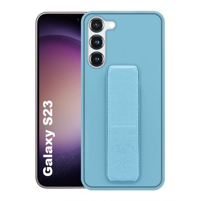 CATANES Samsung Galaxy S23 Grip Case Magnetic Kickstand Cover with Foldable Hand Strap Blue