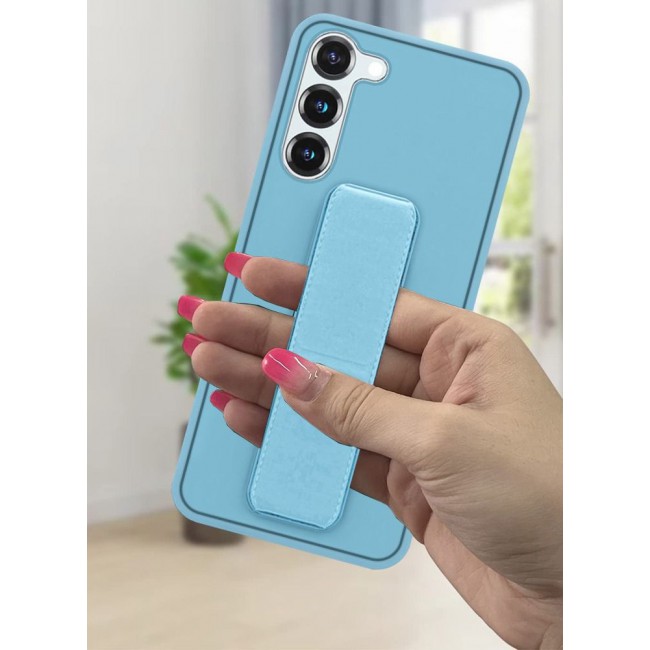 CATANES Samsung Galaxy S23 Grip Case Magnetic Kickstand Cover with Foldable Hand Strap Blue