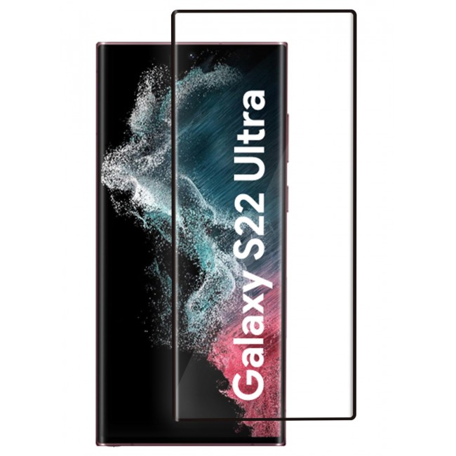 CATANES (for Samsung Galaxy S22 Ultra) Tempered 3D Glass Screen Protector Scratch Resistant and Bubble-Free Installation - Side Black