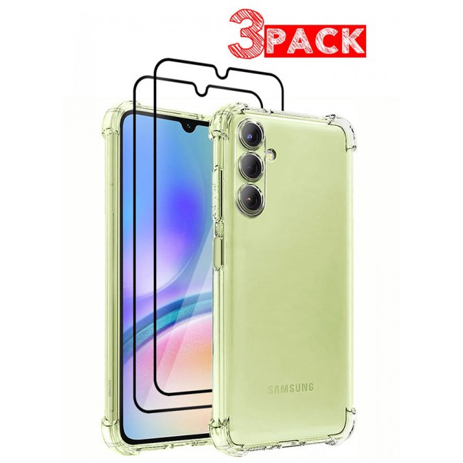 CATANES 3 Pack for Samsung Galaxy A05s 5G Gorilla Case and 2 Screen Protectors Shock-Absorption Flexible Clear TPU Rubber Protective Cell Phone Cover Slim Fit Transparent Protective Case Cover