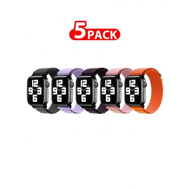 CATANES 5 Pack Of Apple Watch Alpine Loop Band 38mm 40mm 41mm Women Men Adjustable with Metal G-Hook Strap for iWatch Series 7/SE/6/5/4/3/2/1 Multicolour
