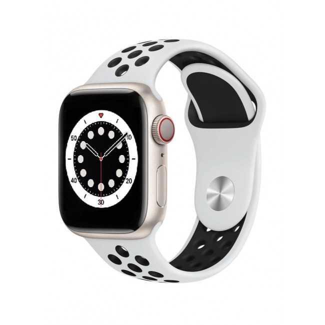 CATANES Apple Watch 41mm / 40mm / 38mm Replacement Band Silicone Strap Sport Wrist Band Replacement Smart Watch Band White/Black