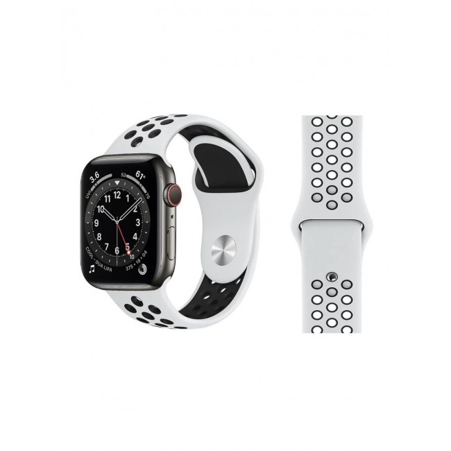 CATANES Apple Watch 41mm / 40mm / 38mm Replacement Band Silicone Strap Sport Wrist Band Replacement Smart Watch Band White/Black