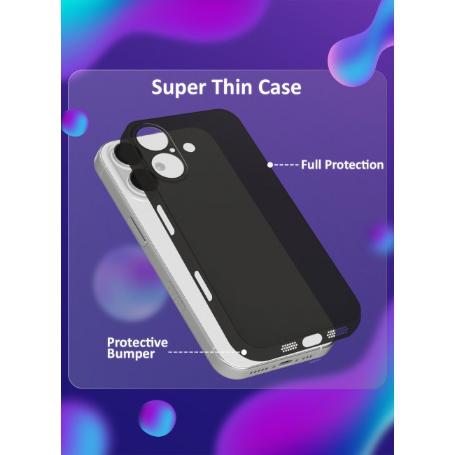 CATANES ( for iPhone 16 ) Ultra Thin Case Cover Air Skin Series Back Cover Sturdy Durable Case Drop Protection Cover - Transparent Black