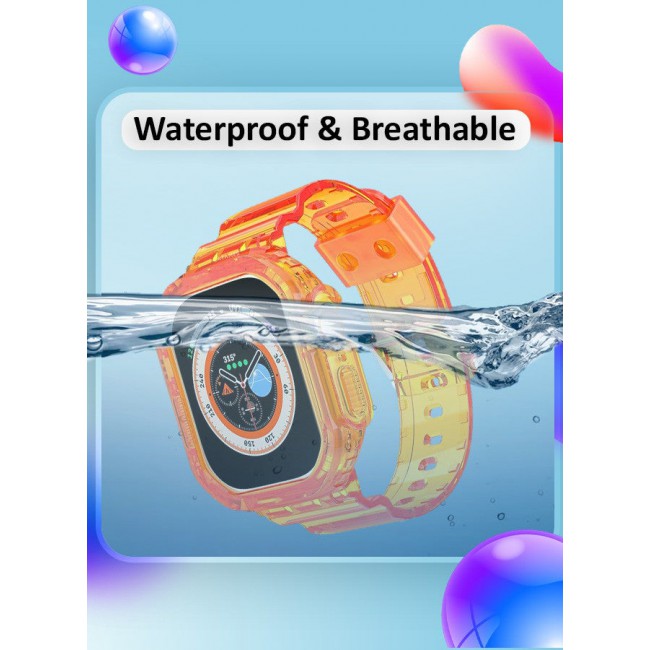 CATANES Clear iwatch Strap Bands TPU Smart Apple Watch Bands 49mm with Bumper Protective Case Crystal Sports Wristband Compatible with Series Ultra2,Ultra Orange Color