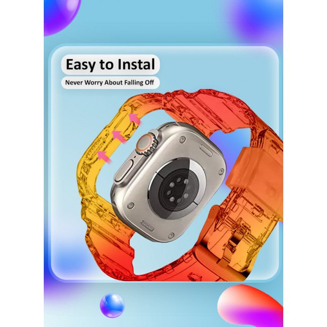 CATANES Clear iwatch Strap Bands TPU Smart Apple Watch Bands 49mm with Bumper Protective Case Crystal Sports Wristband Compatible with Series Ultra2,Ultra Orange Color