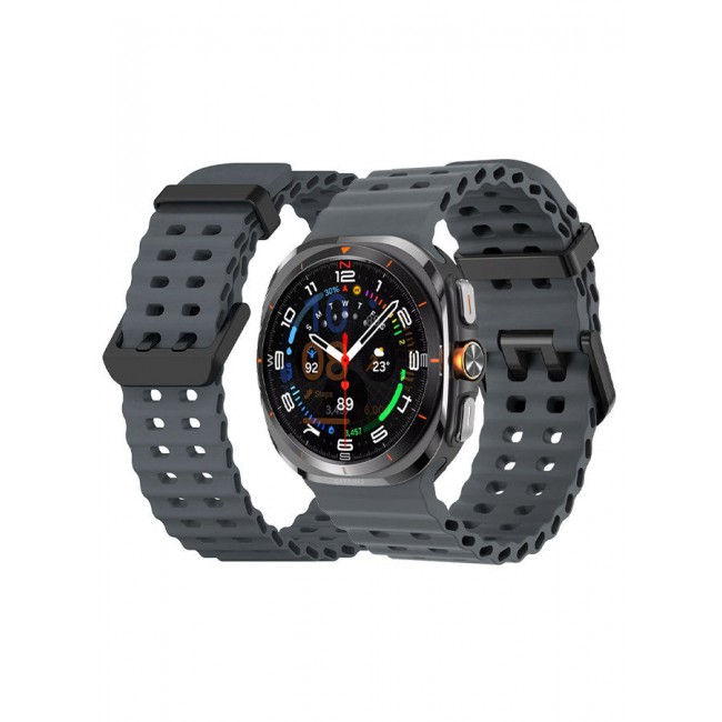 CATANES (for Samsung Galaxy Watch 7 Ultra 47mm) Silicone Band Soft Ocean Silicone Sport Strap Replacement Accessory Grey