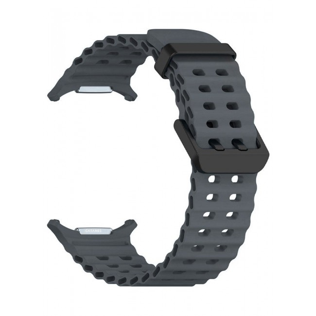CATANES (for Samsung Galaxy Watch 7 Ultra 47mm) Silicone Band Soft Ocean Silicone Sport Strap Replacement Accessory Grey