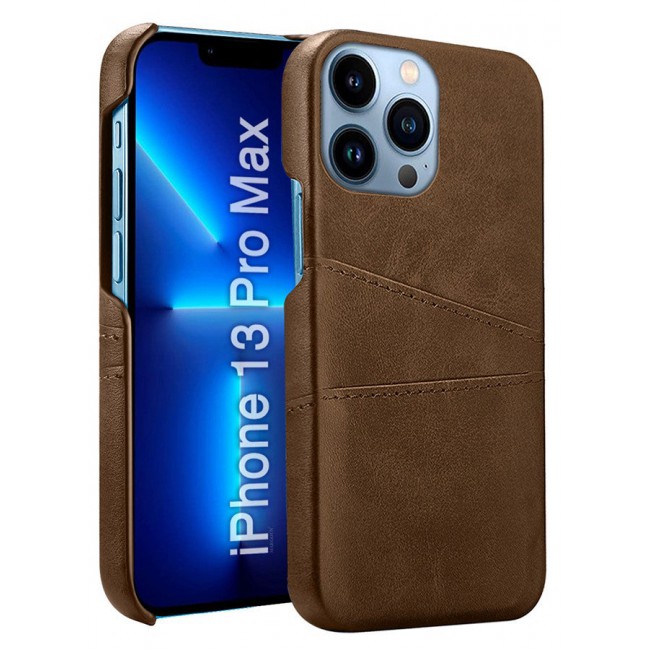 CATANES iPhone 13 Pro Max Case Cover Leather with Card Holder for Men Women Phone Case - Brown
