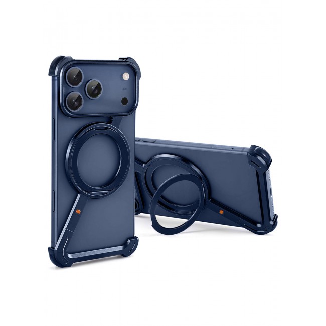 CATANES 2 Pieces Magnetic Case Cover for iPhone 17 Pro Max - 360Â° Rotation Kickstand Aluminum Metal Frameless Design Protective Shock Grade Shell with 3D Screen Protector - Deep Blue