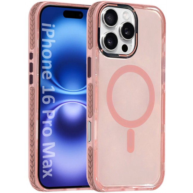 CATANES (for iPhone 16 Pro Max) Hard PC Magsafe Case Cover Polycarbonate Magnetic Strong Shockproof Protective Case Cover Transparent - Pink Color