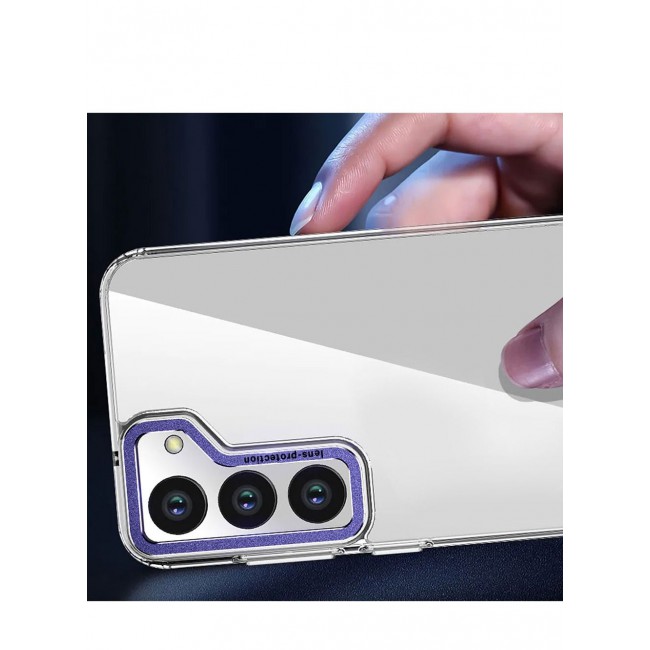 CATANES 2 Pack For Samsung Galaxy S23 Plus Clear Case With Screen Protector Clear/Purple Edge