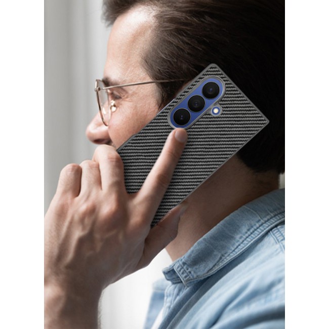 CATANES Case Cover for for Samsung Galaxy Z Fold 7 - Kevlar Bullet Proof Phone Case - Ultra Thin and Light Carbon Fiber Texture Printing Slim Anti-Scratch Phone Cover With Front Built-in Screen Protector - Grey