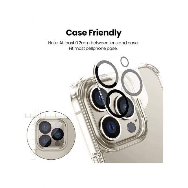 CATANES Camera Lens Protector for Apple iPhone 15 Pro 3D Tempered Glass 9H Hardness Ultra HD Anti-Scratch Easy to Install Case Friendly Full Coverage Guard