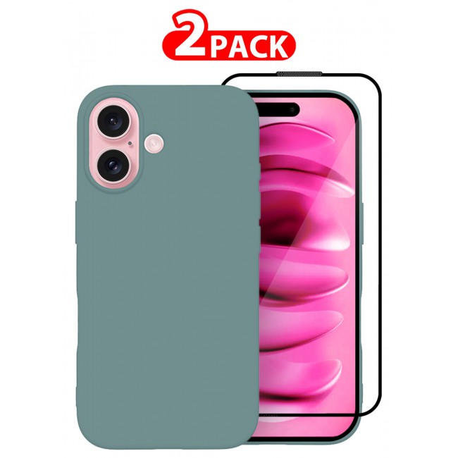 CATANES (for iPhone 16 Plus) 2 Pack Case and Screen Protector, Slim Silicone Case, Full Covered Anti Scratch Shockproof Protective Cover
