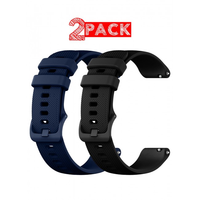 CATANES 2Packs 20mm Silicone Band for Samsung Galaxy Watch 7 6 5 4 FE Band 40mm 44mm/Galaxy Watch 6 4 Classic Band 47mm 46mm 43mm 42mm / 20mm Silicone Sport Strap Bracelet Wristband / Black Navy Blue
