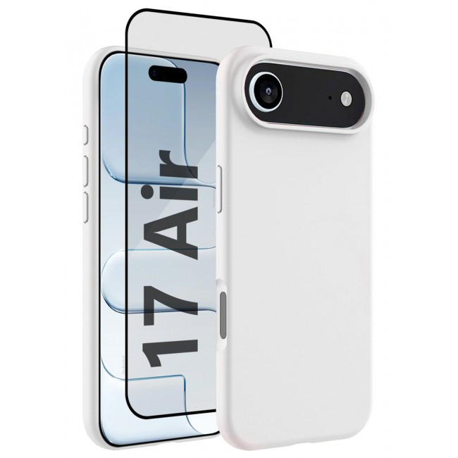 CATANES 2 Packs Silicone Protective Phone Case for iPhone 17 Air , Soft Anti-Scratch Microfiber Lining Ultra Slim Drop Protection Phone Cover with 3D Screen Protector - White