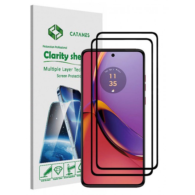 CATANES 2 Pack For Motorola Moto G84 Screen Protector 9H Hardness Scratch Resistance Screen Protector 3D Tempered Glass Film Ultra HD Easy Install Case Friendly Glass