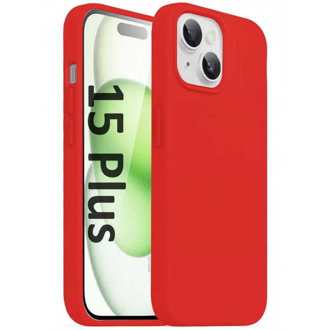 CATANES Silicone Case Cover Durable and Anti Scratch Back Cover for Apple iPhone 15 Plus Red