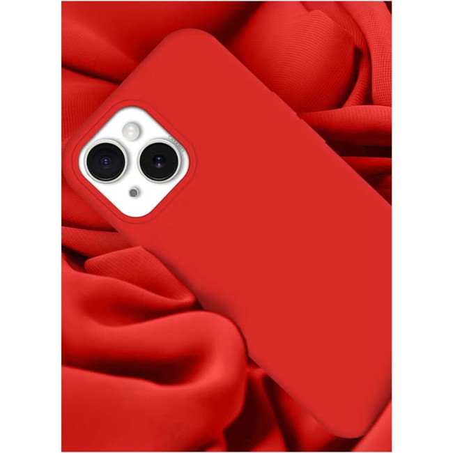 CATANES Silicone Case Cover Durable and Anti Scratch Back Cover for Apple iPhone 15 Plus Red