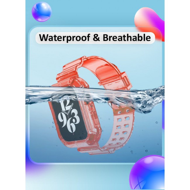 CATANES Clear iwatch Strap Bands TPU Smart Apple Watch Bands 42mm with Bumper Protective Case Crystal Sports Wristband Red Color