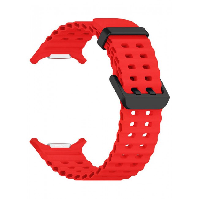 CATANES (for Samsung Galaxy Watch 7 Ultra 47mm) Silicone Band Soft Ocean Silicone Sport Strap Replacement Accessory Red