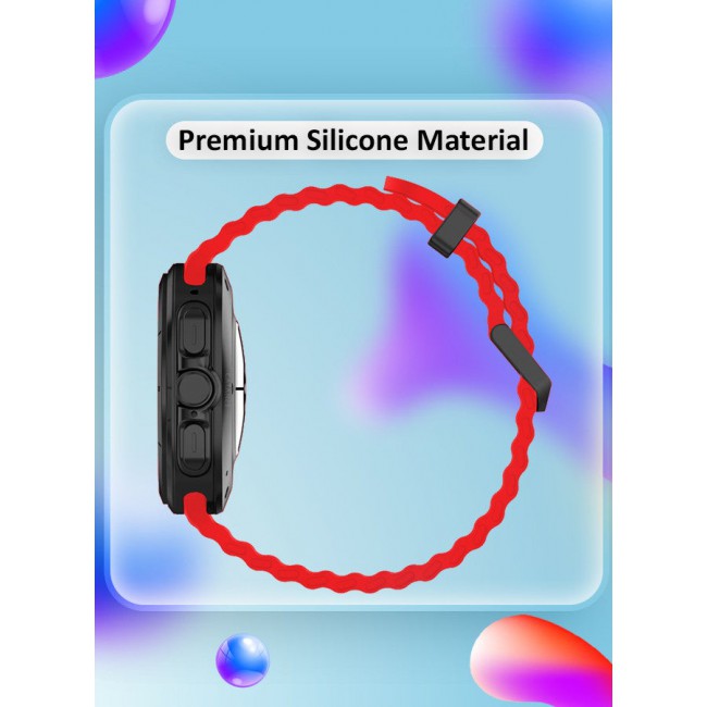 CATANES (for Samsung Galaxy Watch 7 Ultra 47mm) Silicone Band Soft Ocean Silicone Sport Strap Replacement Accessory Red