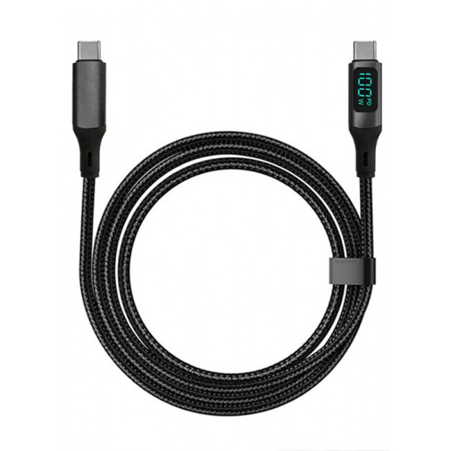 CATANES 2Packs 100W Fast Charging Cable USB-C to USB-C - Built-in Power Display, PD 3.0 & Durable Braided Design 1M - Black