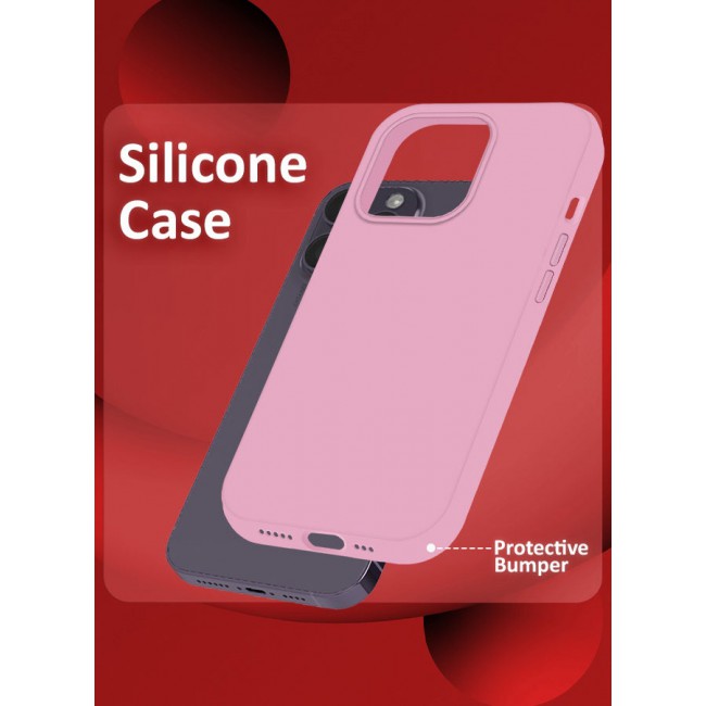 CATANES iPhone 14 Pro Max Case Silicone Case Full Body Protective Cover Shockproof Slim Phone Case Anti-Scratch Soft Microfiber Lining Pink