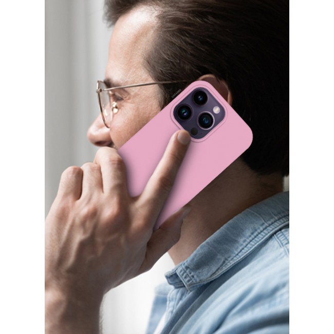 CATANES iPhone 14 Pro Max Case Silicone Case Full Body Protective Cover Shockproof Slim Phone Case Anti-Scratch Soft Microfiber Lining Pink