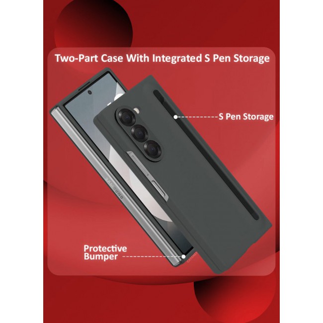 CATANES (for Samsung Galaxy Z Fold 6) Case with Screen Protector Ultra Hybrid Premium Case with Built-in New Compact S Pen, Holder and Storage Slot for Pen Black