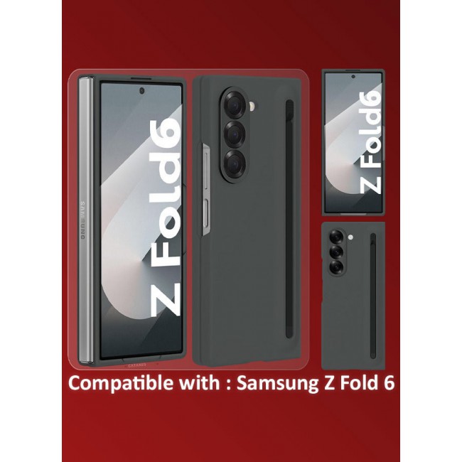 CATANES (for Samsung Galaxy Z Fold 6) Case with Screen Protector Ultra Hybrid Premium Case with Built-in New Compact S Pen, Holder and Storage Slot for Pen Black
